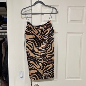 Zara Black and Tan Animal Print Dress